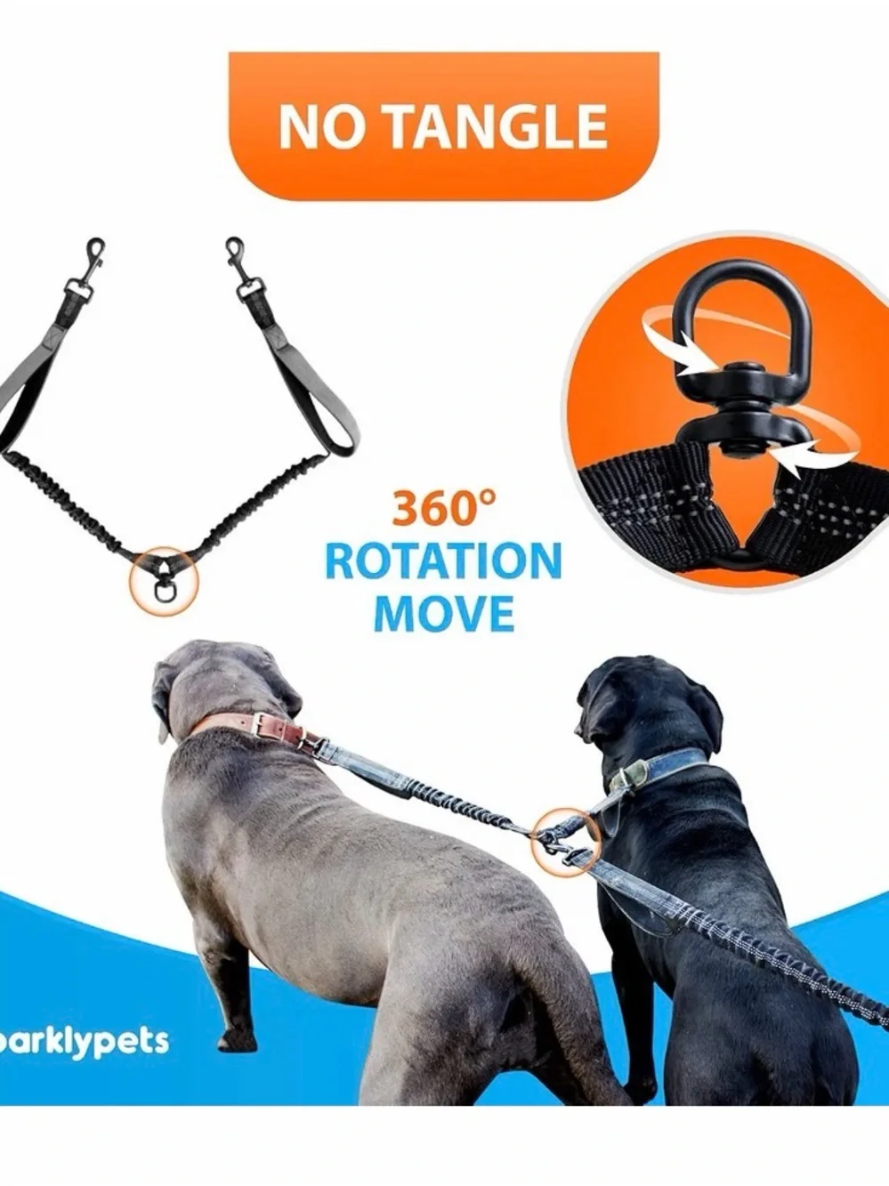 Hands Free Double Dog Leash – Dual Leash for Medium and Large Breeds